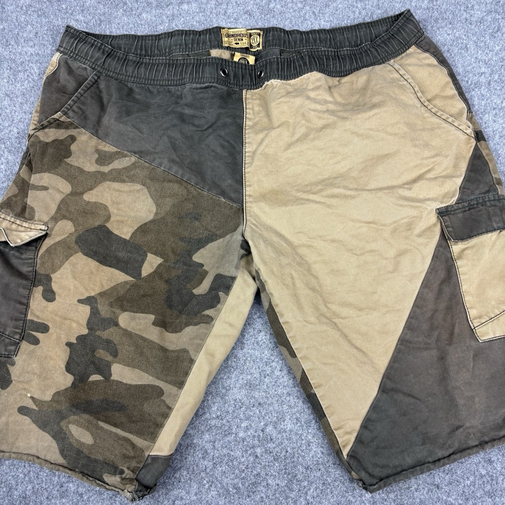 Grindhouse Denim Shorts‎ Mens 2XL Camo Cargo Tan Streetwear Skater Urban Baggy